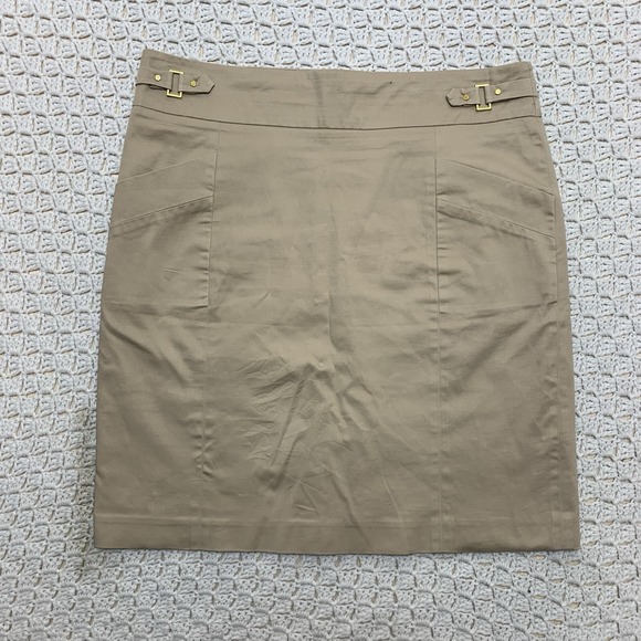 Calvin Klein tan khaki straight skirt women's size 14 Beige Pockets Waist 36 - Picture 1 of 12